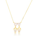 Colar 2 Meninos(as) com Corações Cristal Banhado a Ouro 18k