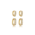Brinco Dupla de Argolinha de Click Articulado Cravejada Banhado a Ouro 18k