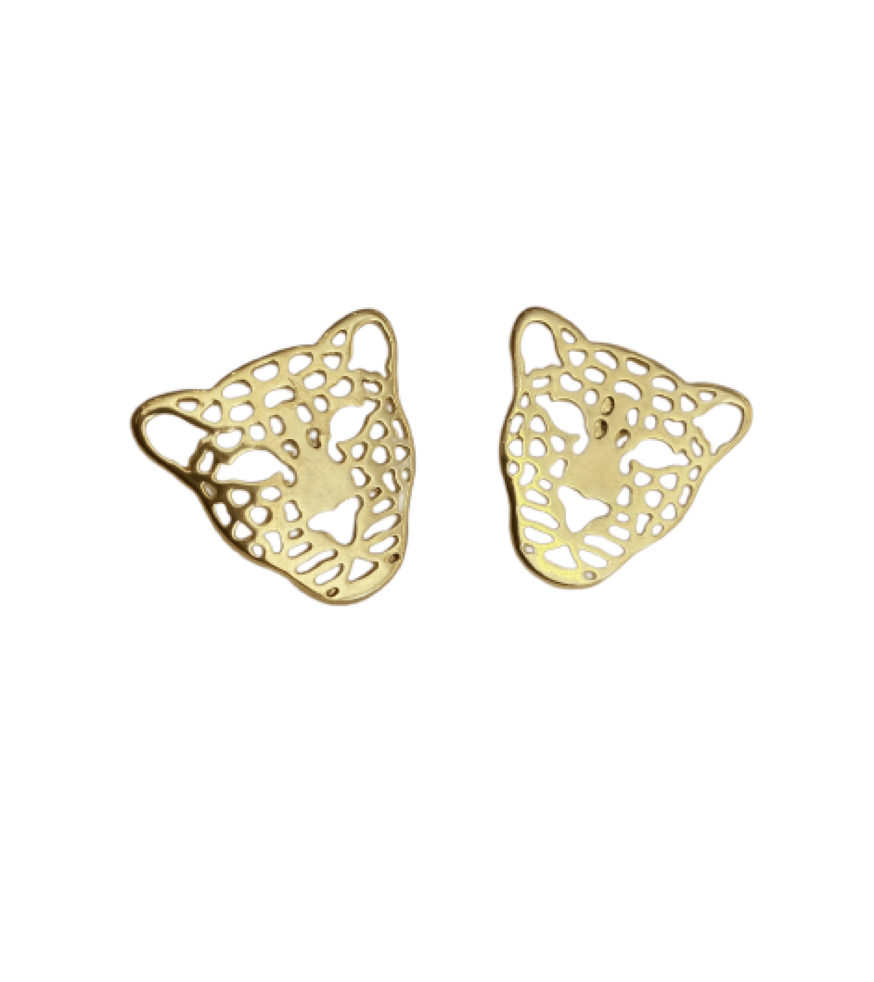Brinco pantera vazado liso banhado a ouro 18k