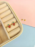 Brinco morango colorido banhado a ouro 18k