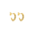 Brinco argola croissant cravejada p banhado a ouro 18k