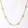 Colar corrente cadeado com cristais 6mm banhado a ouro 18k