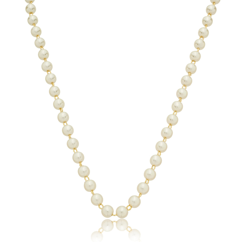Colar pérolas 6mm banhado a ouro 18k