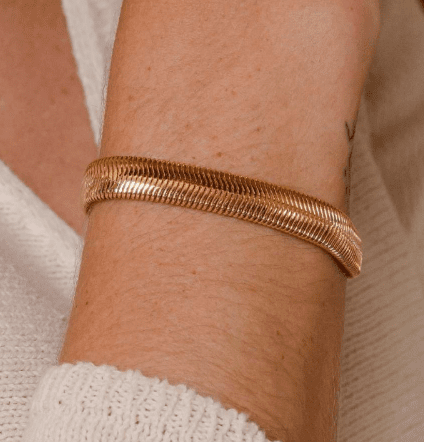 Pulseira malha snake 10 mm banhada a ouro 18k