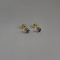 Brinco Zircônia Redonda Ametista 6mm Banhado a Ouro 18k