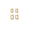 Brinco argola quadrada G de click cravejada banhado a ouro 18k