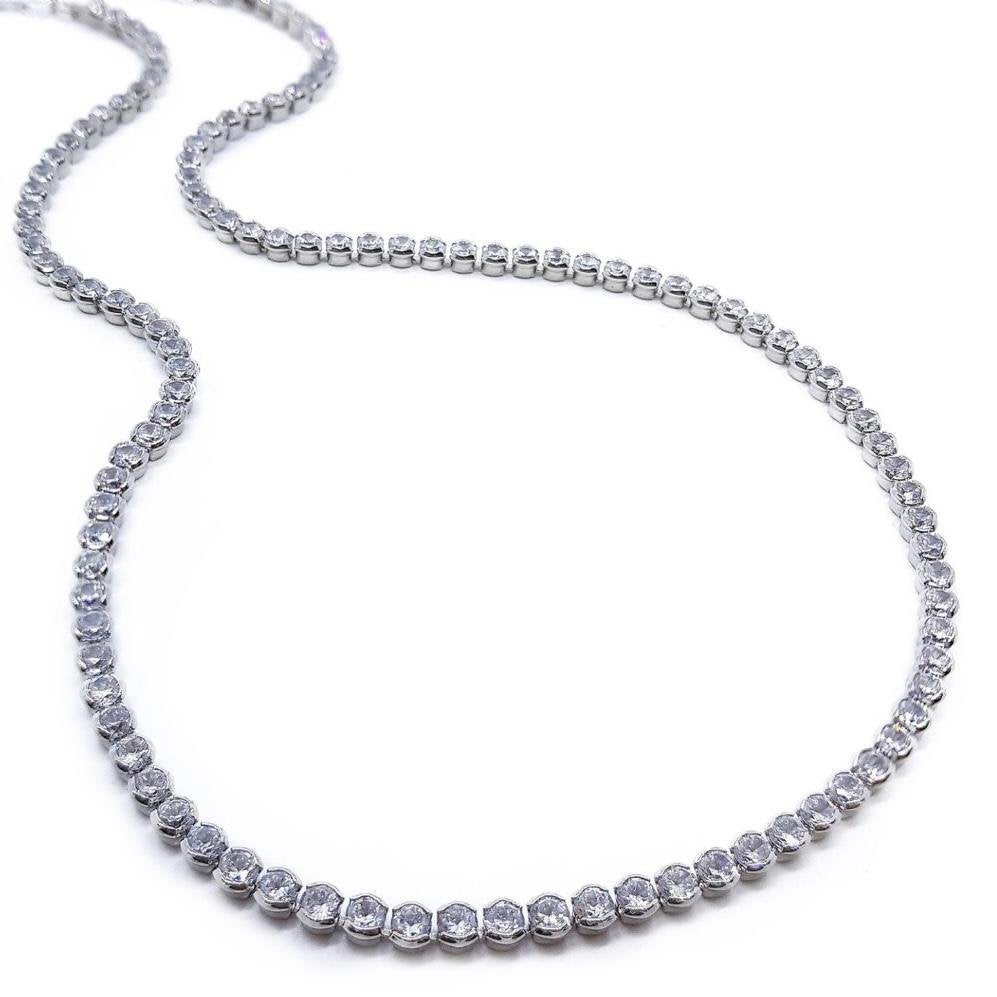 Colar choker riviera cristal banhado a ródio branco