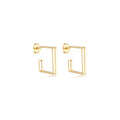 Brinco argola losango com fenda de tarraxa banhado a ouro 18k