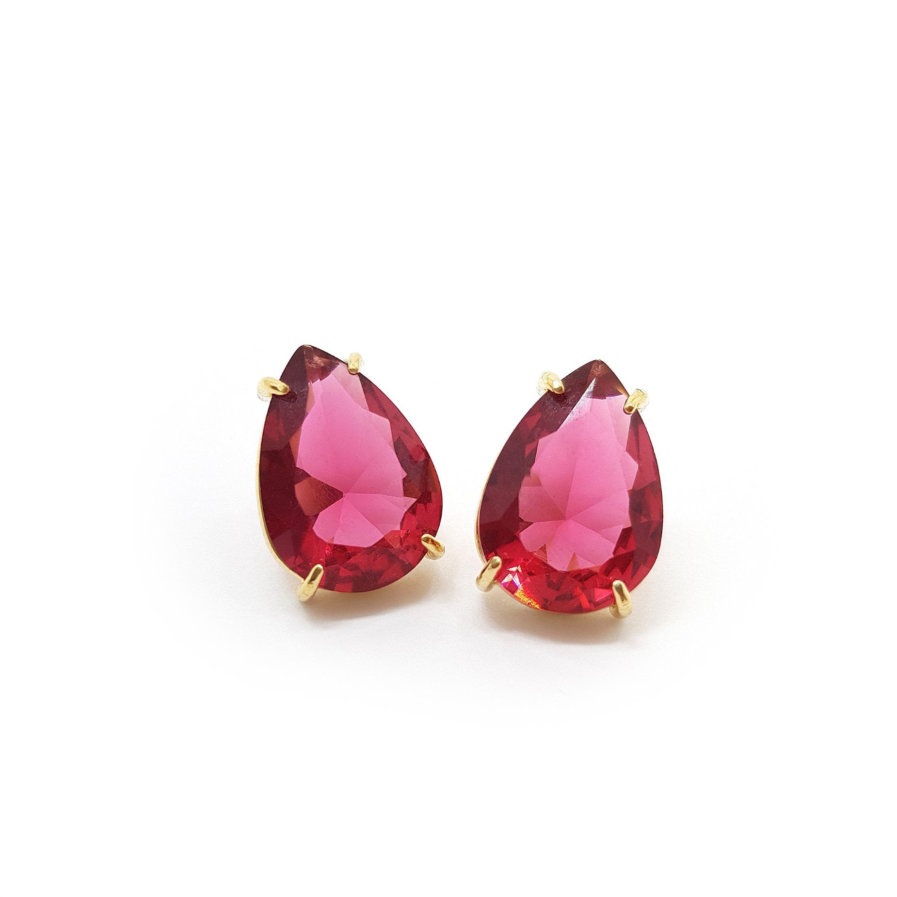 Brinco gota cristal banhado a ouro 18k