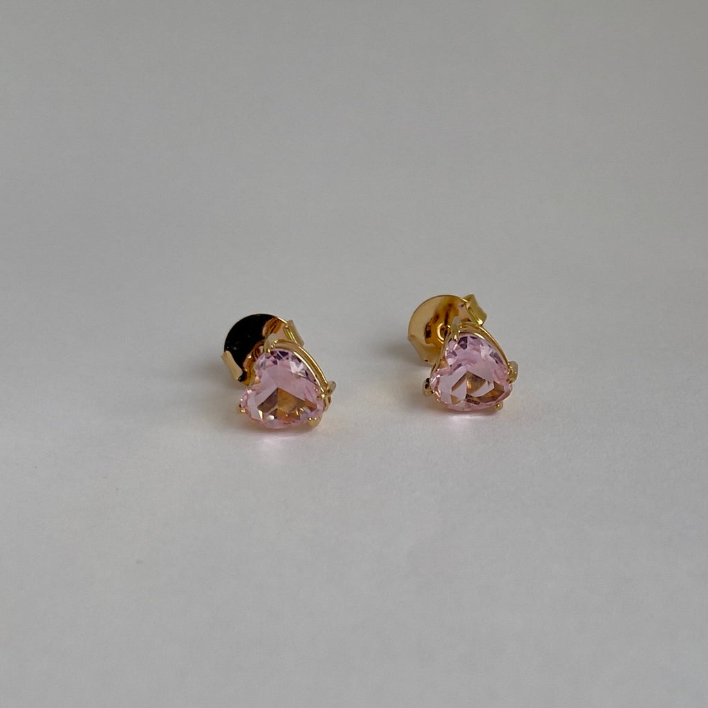 Conjunto Riviera de Corações Rosa Claro e Escuro Banhado a Ouro 18k