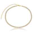Colar choker riviera baguete com zircônias cristal 3,5mm banhado a ouro 18k
