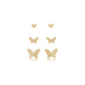 Brinco Trio de Borboletas Cravejada Banhado a Ouro 18k