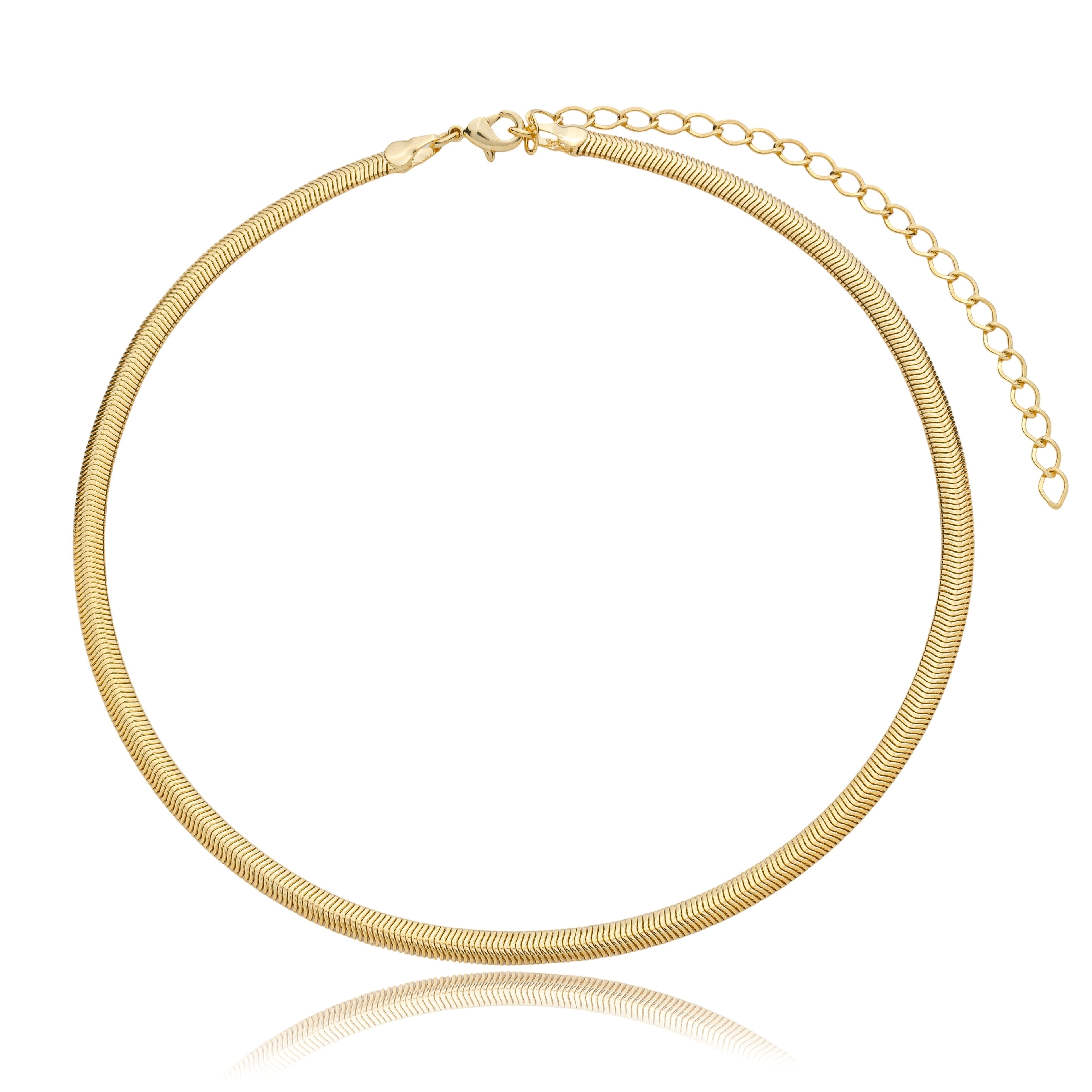 Colar malha 4mm com extensor banhado a ouro 18k