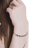 Pulseira gotas cristais banhado a ouro 18k